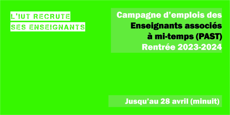 RECRUTEMENT DES ENSEIGNANTS ASSOCIÉS À MI-TEMPS (PAST)